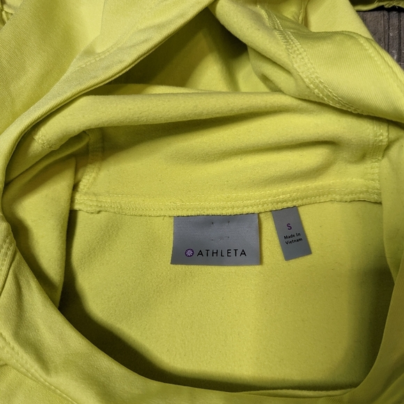 Athleta womens activewear pullover hood long sleeve neon yellow Sz S - Picture 6 of 7